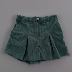 Kids Corduroy Pleated Shorts Green Casual Cute‎ Girl Extra Small XS